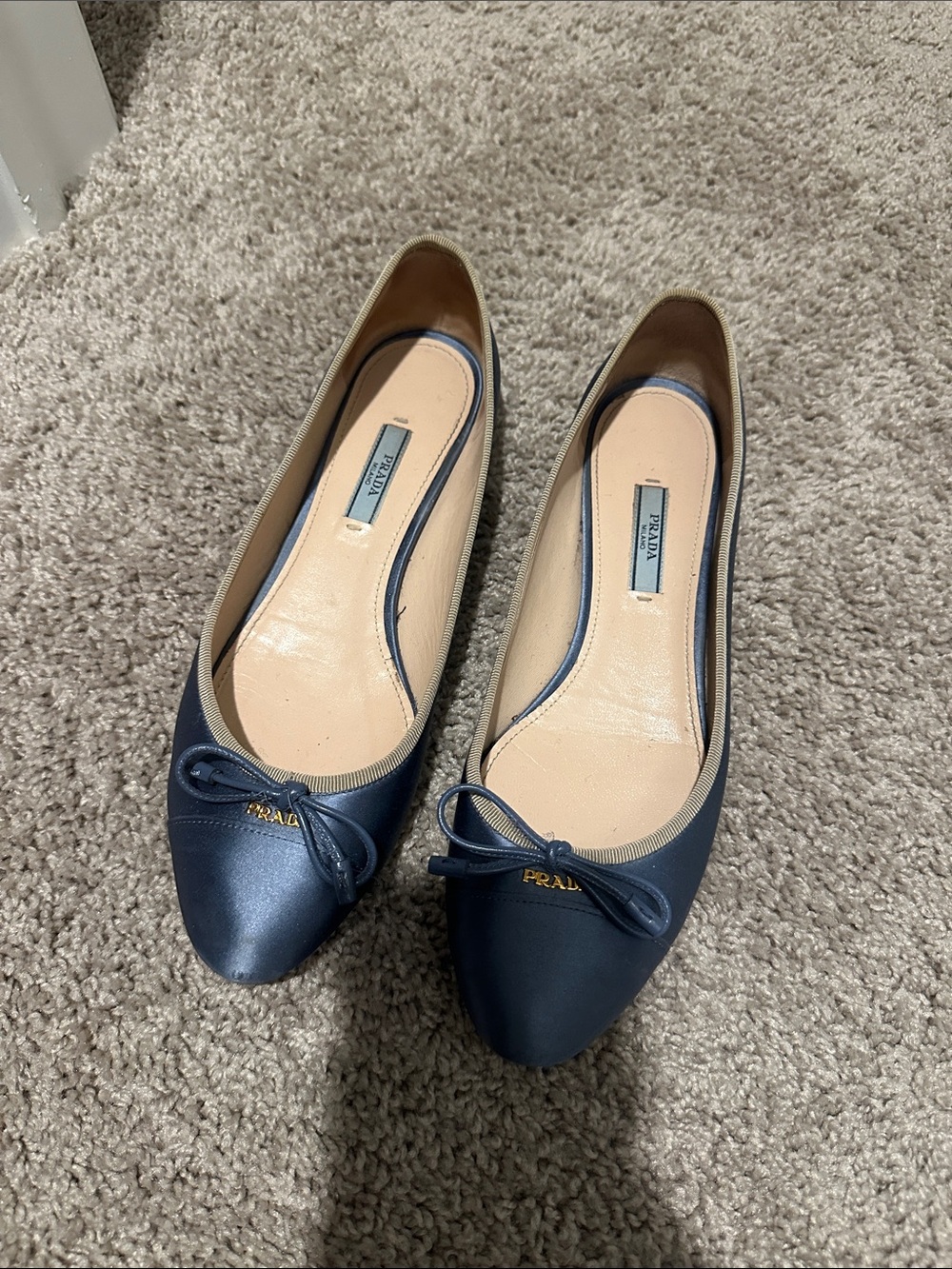 Prada blue satin Ballet Flats